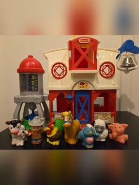 Little People Caring For Animals Barn With Farmer - Bilingual Portable Playset